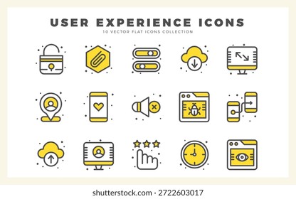 15 Experiencia de usuario Paquete de iconos de dos colores. Ilustración vectorial.