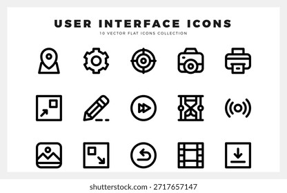 15 interface do usuário ícones lineares pack. ilustração vetorial.