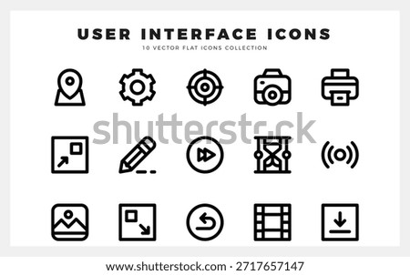 15 User Interface Lineal icons pack. vector illustration.