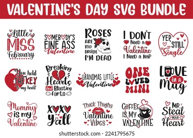 15 Valentine Day SVG Bundle,  Valentine's Day T-shirt Design SVG Bundle