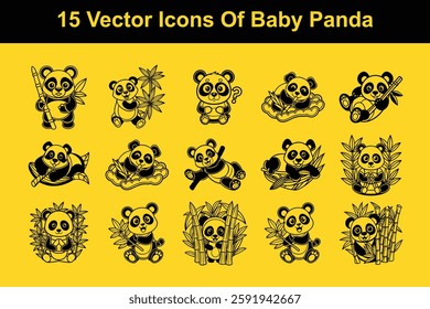 15 Vector Icons Of Baby Panda