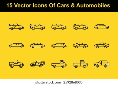 15 Vector Icons Of Cars And Automobiles