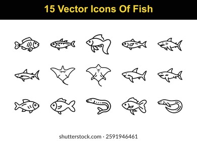 15 Vector Icons Of Fish