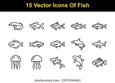 15 Vector Icons Of Fish