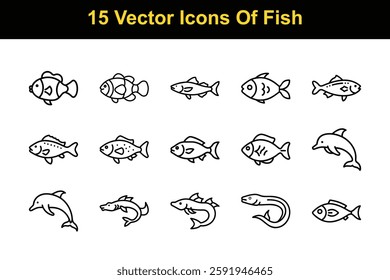 15 Vector Icons Of Fish