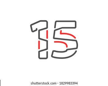 15 vector number. Modern trendy, creative style line design. For logo, brand label, design elements, corporate identity, application etc. İsolated vector illustration          