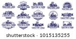 15 vector set of Tractor logo or farm logo template collection, suitable for any business related to farm industries. Simple and retro look.