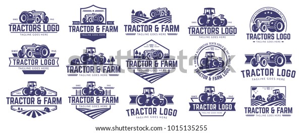 15 vector set of Tractor logo or farm logo\
template collection, suitable for any business related to farm\
industries. Simple and retro\
look.