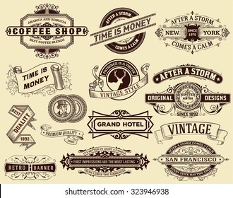 15 vintage Labels and banners. Elements by layers