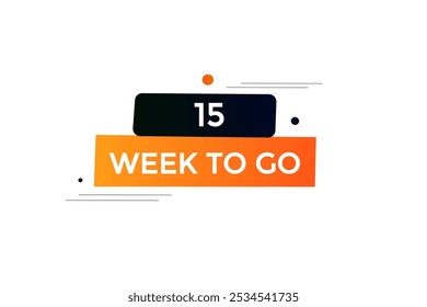 15 semana para ir, ícone, stile, temporizador, contagem regressiva, relógio, tempo, fundo, modelo, 15 semana para ir contagem regressiva, adesivo, banner esquerdo, negócio, venda, botão de etiqueta
