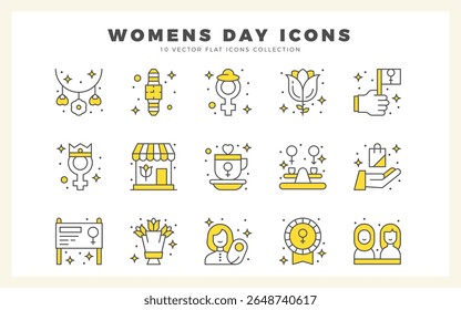 15 Women's Day Two Color icon pack. vector illustration.