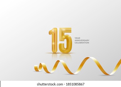 15 year anniversary banner template. illustration vector with golden number.