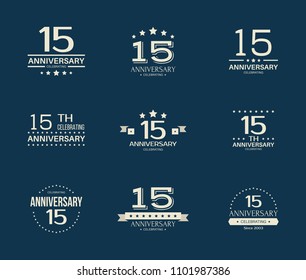 15 - year anniversary celebrating logotype. 15th anniversary logo set.