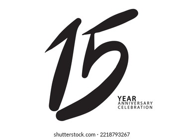 15 year anniversary celebration black color logotype vector, 15 number design, 15th Birthday invitation, logo number design vector illustration
