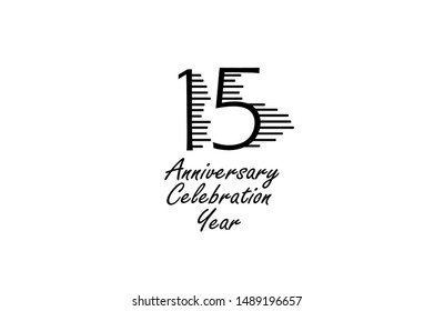 15 year anniversary celebration Block Black Colors Design logotype. anniversary logo Black color isolated on White background, vector design for celebration, invitation card, and greeting card-Vector