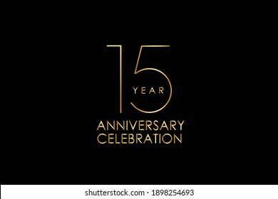 15 year anniversary celebration logotype. anniversary logo with Red text and Spark light gold color isolated on black background, design for celebration, invitation - vector