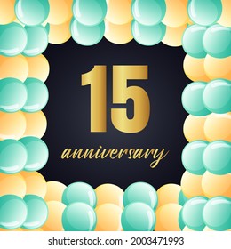 15 year anniversary celebration, vector design for celebrations, invitation cards and greeting cards