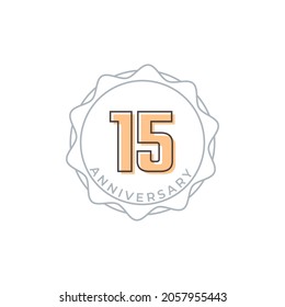 15 Year Anniversary Celebration Vector Badge. Happy Anniversary Greeting Celebrates Template Design Illustration