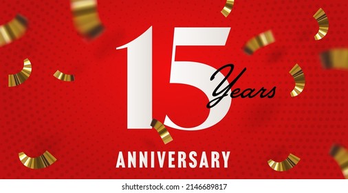 15 year anniversary company age banner template design. Fifteen year of success achievement celebration vector illustration