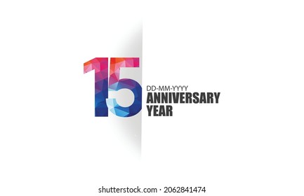 15 year anniversary full color polygon geometry style background for event, birthday, gift - vector