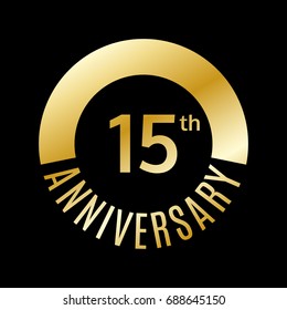 15 year anniversary icon. 15th celebration template for banner, invitation, birthday. Vector illustration.