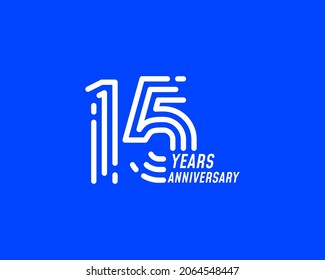 15 year anniversary logo design. Simple line number for celebration. Minimalist digital stripe