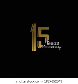 Modelo vectorial de logotipo de 15 años Diseño Ilustración elegante de oro