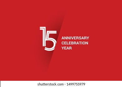 15 year anniversary, minimalist year logo jubilee, greeting card. Birthday invitation. White space vector illustration on white background - Vector