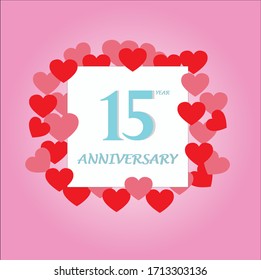 15 year anniversary, vector design with love for celebrations, invitation cards and greeting cards