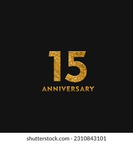 15 year anniversary vector isolated design element with golden glitter on dark background