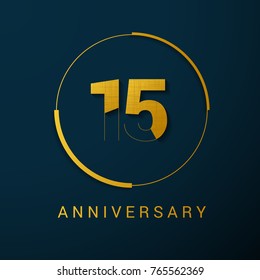 15 Year Anniversary Vector Logo Design Isolated on Dark Background