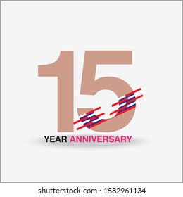 15 Year Anniversary Vector Template Design Illustration
