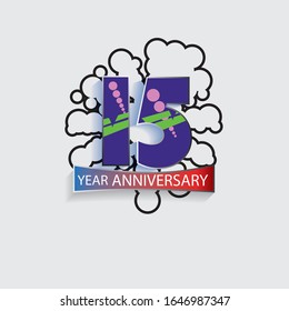 15 Year Anniversary Vector Template Design Illustration