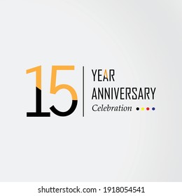 15 Year Anniversary Vector Template Design Illustration Black Orange Elegant White Background