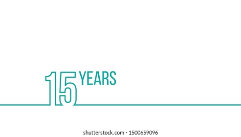 15 years anniversary or birthday. Linear outline graphics. Can be used for printing materials, brouchures, covers, reports. Stock Vector illustration isolated on white background