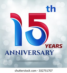 15 years anniversary with bokeh lights in background.-vector illustration