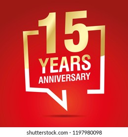15 Years Anniversary celebrating gold white red logo icon