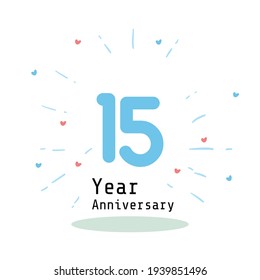 15 Years Anniversary Celebration Blue Color Vector Template Design Illustration