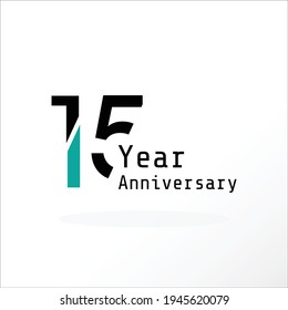 15 Years Anniversary Celebration Blue Color Vector Template Design Illustration