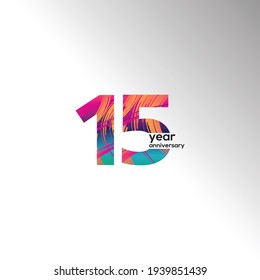 15 Years Anniversary Celebration Color Vector Template Design Illustration