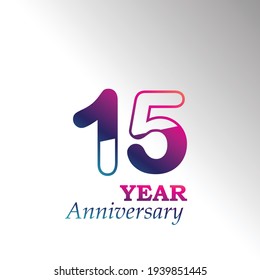 15 Years Anniversary Celebration Color Vector Template Design Illustration