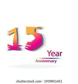 15 Years Anniversary Celebration Color Vector Template Design Illustration