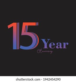 15 Years Anniversary Celebration Color Vector Template Design Illustration