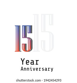 15 Years Anniversary Celebration Color Vector Template Design Illustration