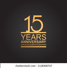 15 years anniversary celebration design with thin number shape golden color for special celebration event