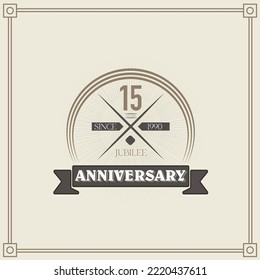 15 years anniversary celebration design template. 15th vintage logo vector illustrations.
