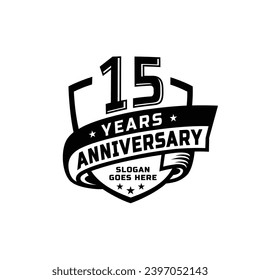 Plantilla de diseño de celebración de 15 años. Logo del 15 aniversario. Vector e ilustración.