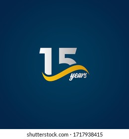 15 Years Anniversary Celebration Elegant White Yellow Blue Logo Vector Template Design Illustration