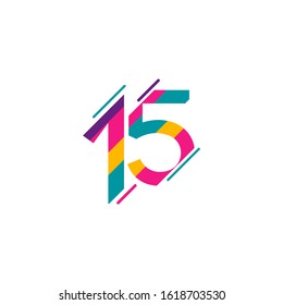15 Years Anniversary Celebration Full Color Vector Template Design Illustration