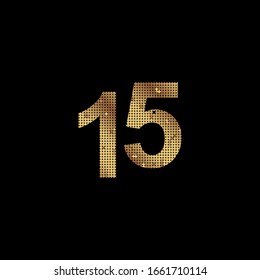 15 Years Anniversary Celebration Gold Vector Template Design Illustration